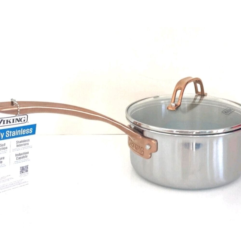 Viking 3-Ply PVD Stainless Steel 3QT Saucepan w/Lid & Copper Handle - Picture 3 of 11